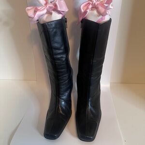 Bakers Black Leather Heeled Boots